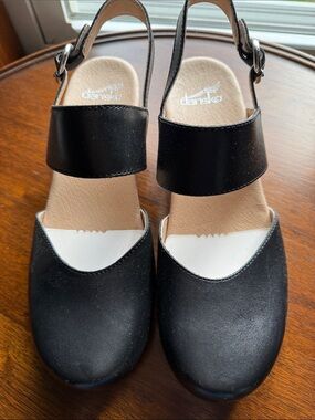 Dansko Black Leather Malin Clogs 
like new never worn